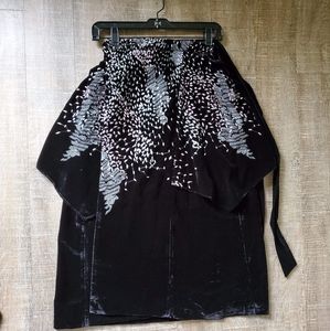 bcbg embroidered velvet wrap skirt